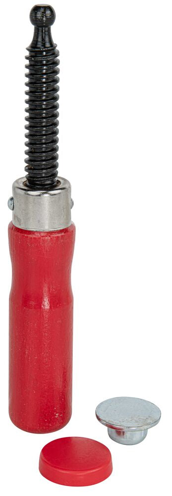 Holzgriff inkl. wechselbarer Druckplatte aus Qualitätsstahl mit Schutzkappe