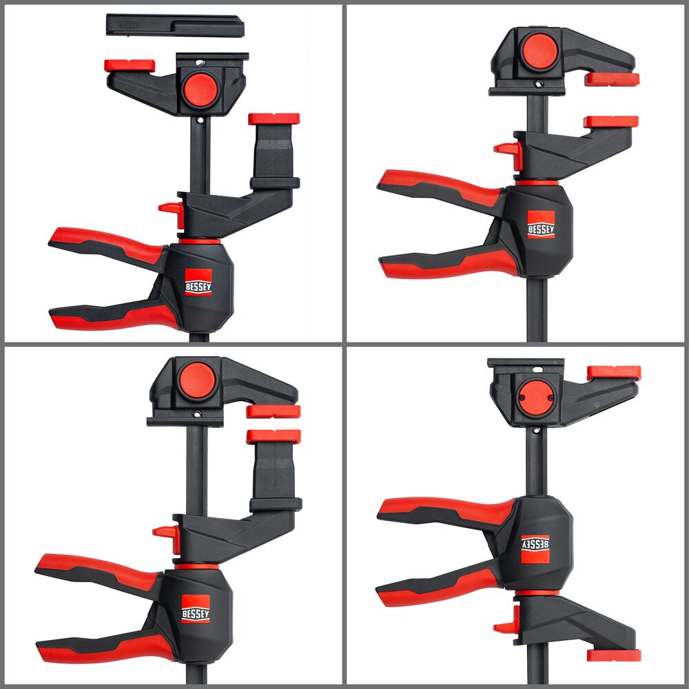 BESSEY Einhand-Tischzwinge EZR360 – 360° drehbarer Griff (2er Set)