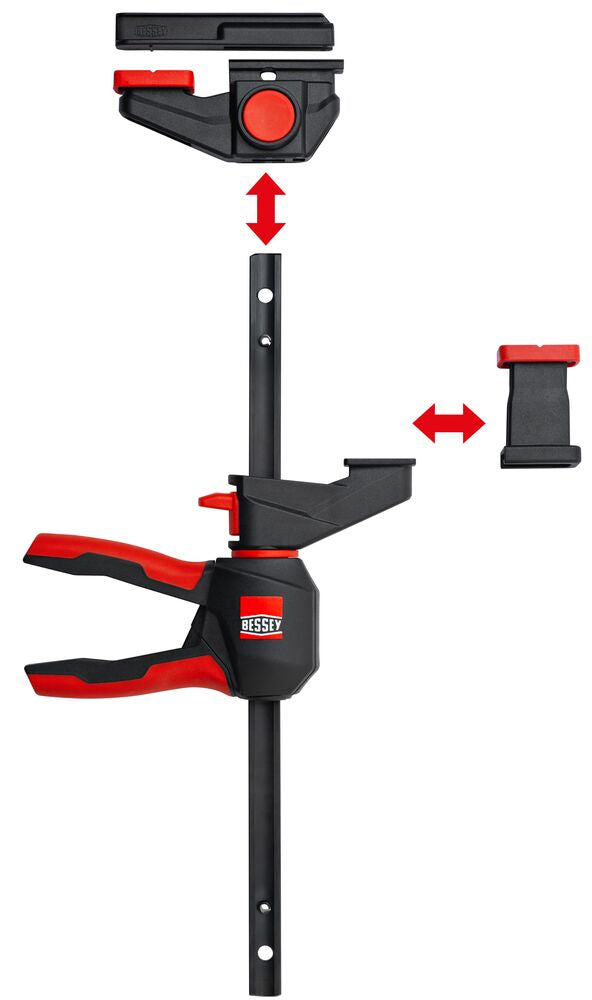 BESSEY Einhand-Tischzwinge EZR360 – 360° drehbarer Griff (2er Set)