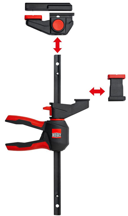 BESSEY Einhand-Tischzwinge EZR360 – 360° drehbarer Griff (2er Set)