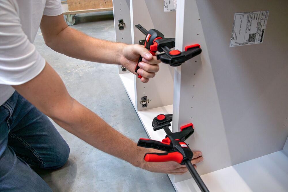 BESSEY Einhand-Tischzwinge EZR360 – 360° drehbarer Griff (2er Set)