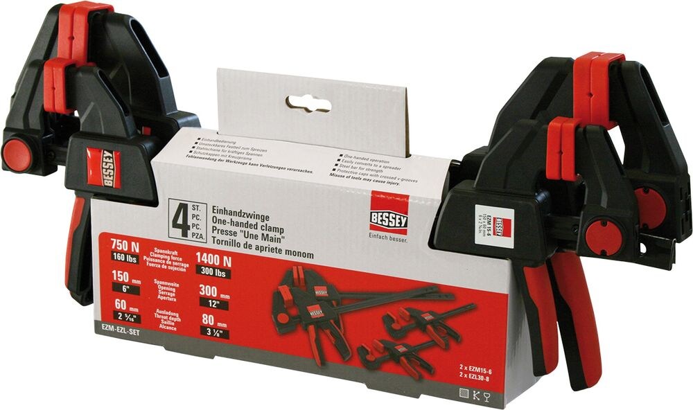 BESSEY Einhandzwingen-SET EZM-EZL, 2x EZM15-6 & 2x EZL30-8