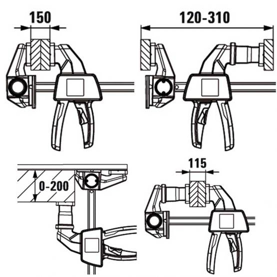 Einhandzwinge - Tischzwingen EZR15SET, Bessey